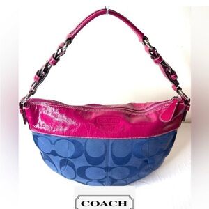 Rare to Find! Coach Fuchsia and Navy Shoulder Bag Y2K style